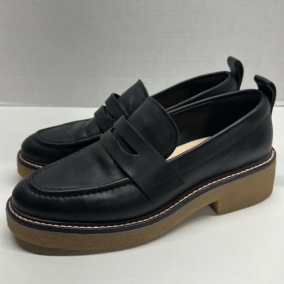 Everlane Gum Sole Penny Loafers Shoes Slip On Leather Platform Black Size 8.5 - Picture 1 of 9